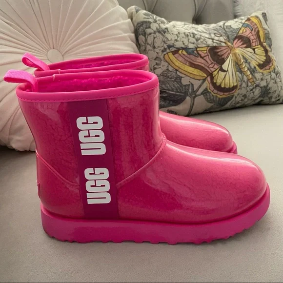 Pink clear ugg boots hotsell